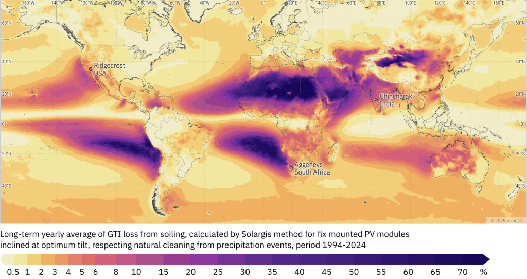 Solargis soiling LTAy map+3 locations  blog