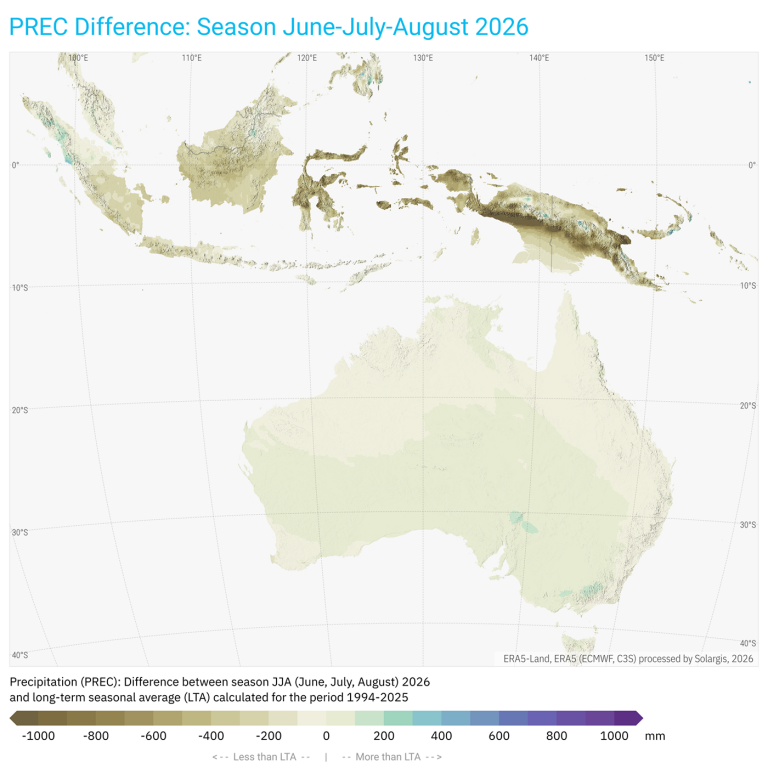 PRECdiff 2026JJA vs LTA australia 1