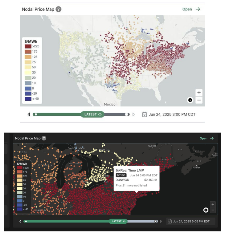 Nodal Price Maps show varying price ranges across the US