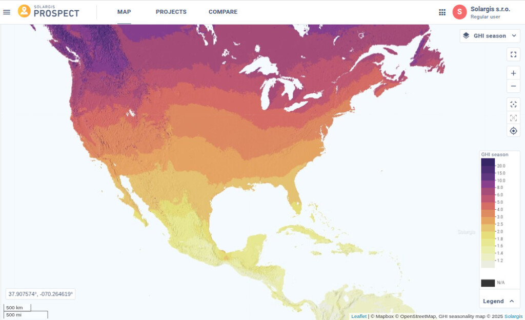Solargis Prospect GHI season North America